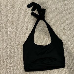 Black Cropped Halter Going-out Top